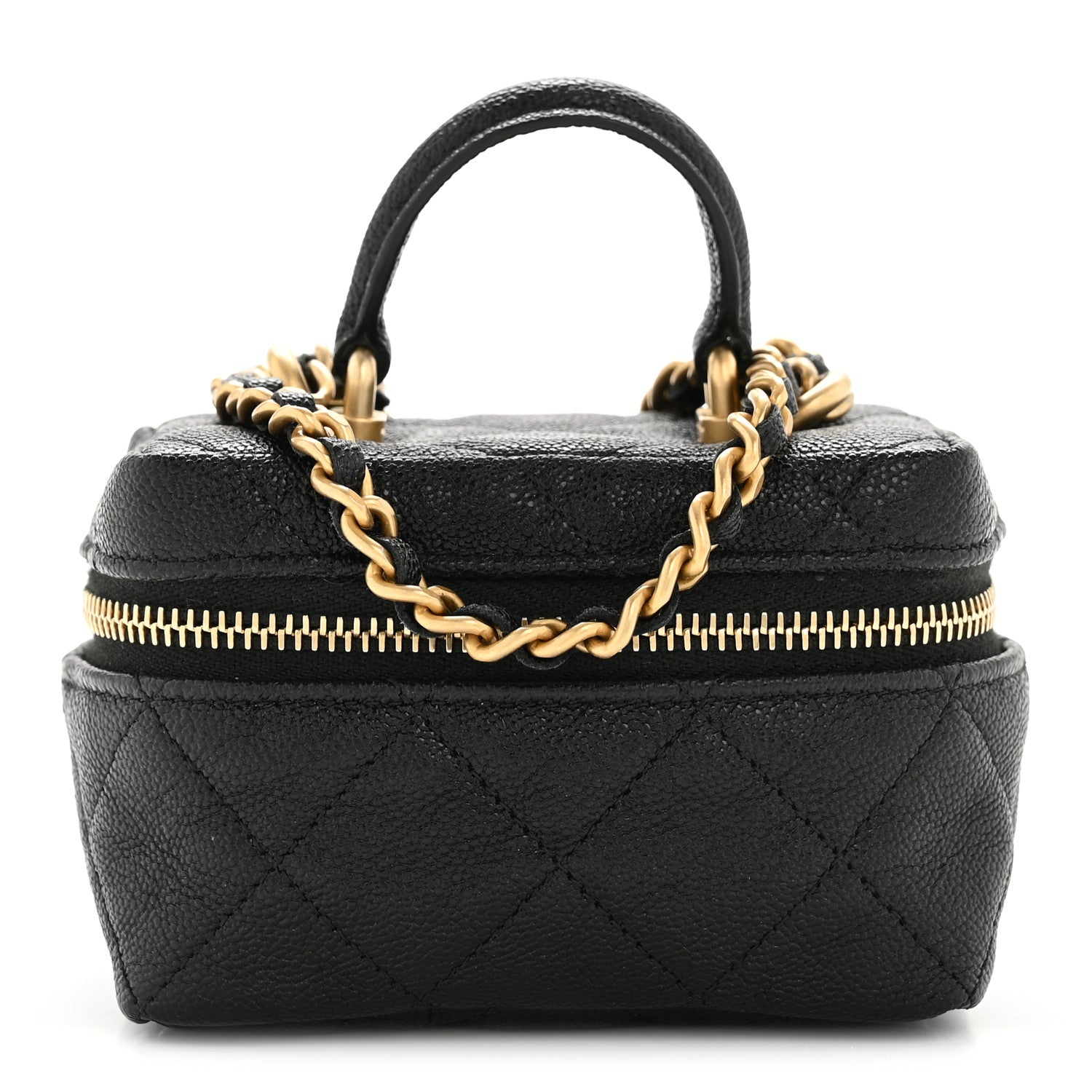 Chanel Caviar Quilted Mini Top Handle Vanity With Chain Black