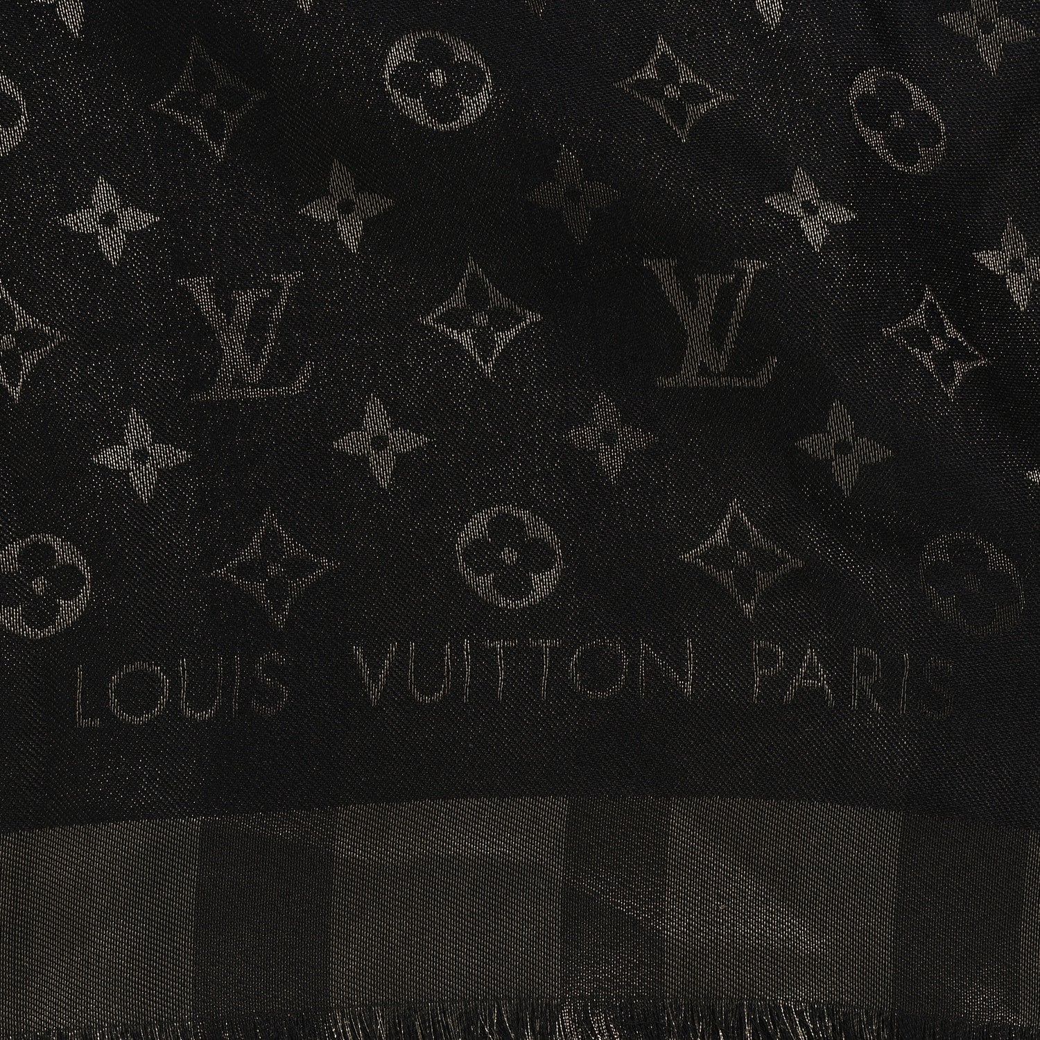 Louis Vuitton Silk Lurex Wool So Shine Monogram Shawl Black
