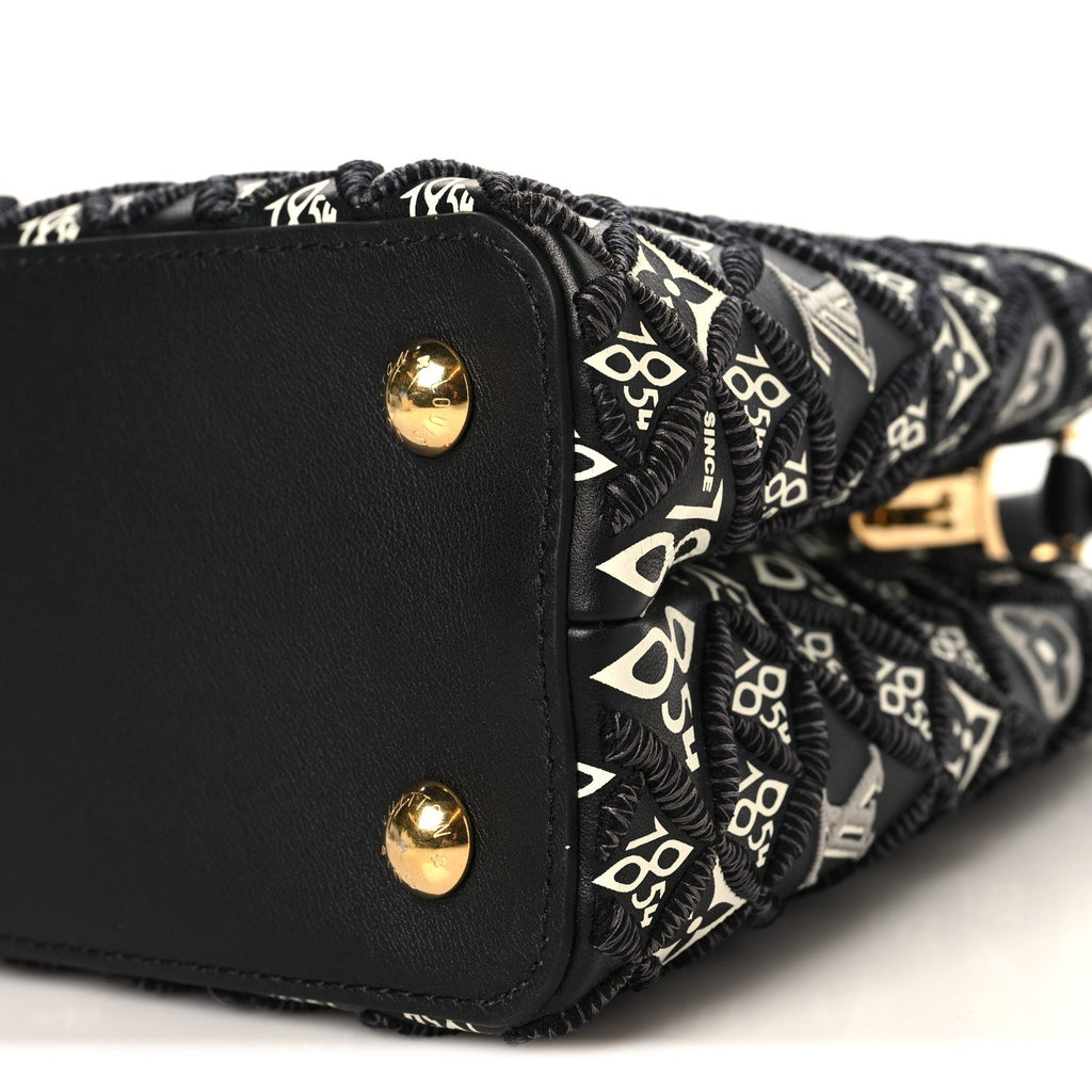 Louis Vuitton Calfskin Since 1854 Embroidered Capucines PM Black