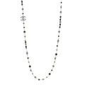 Pearl Bead Crystal CC Long Necklace Black Gold