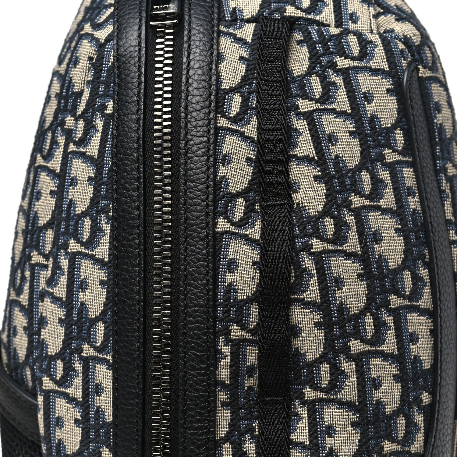 Christian Dior Grained Calfskin Oblique Scarab Sling Bag Blue Black