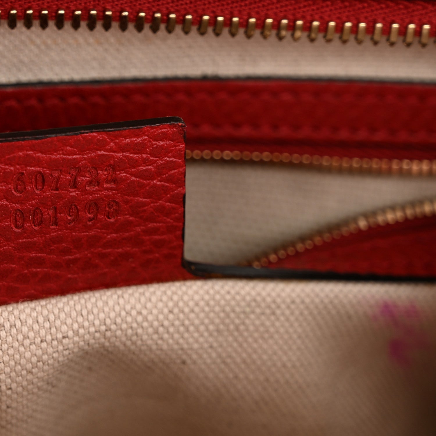 Gucci Dollar Calfskin Medium Soho Top Handle Satchel Hibiscus Red
