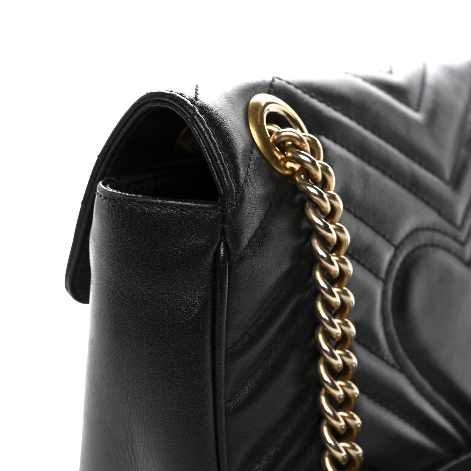 Gucci Calfskin Matelasse Mini GG Marmont Shoulder Bag Black