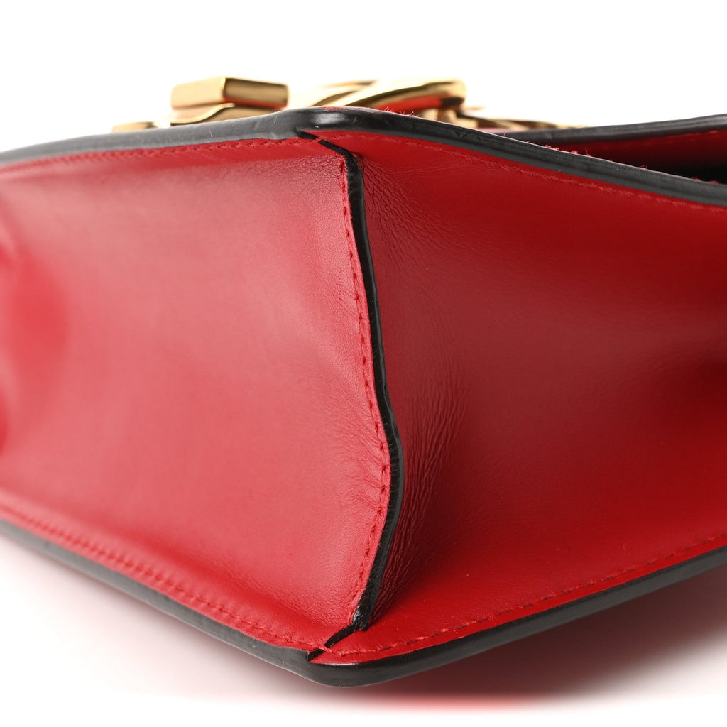 Gucci Calfskin Mini Sylvie Chain Shoulder Bag Hibiscus Red