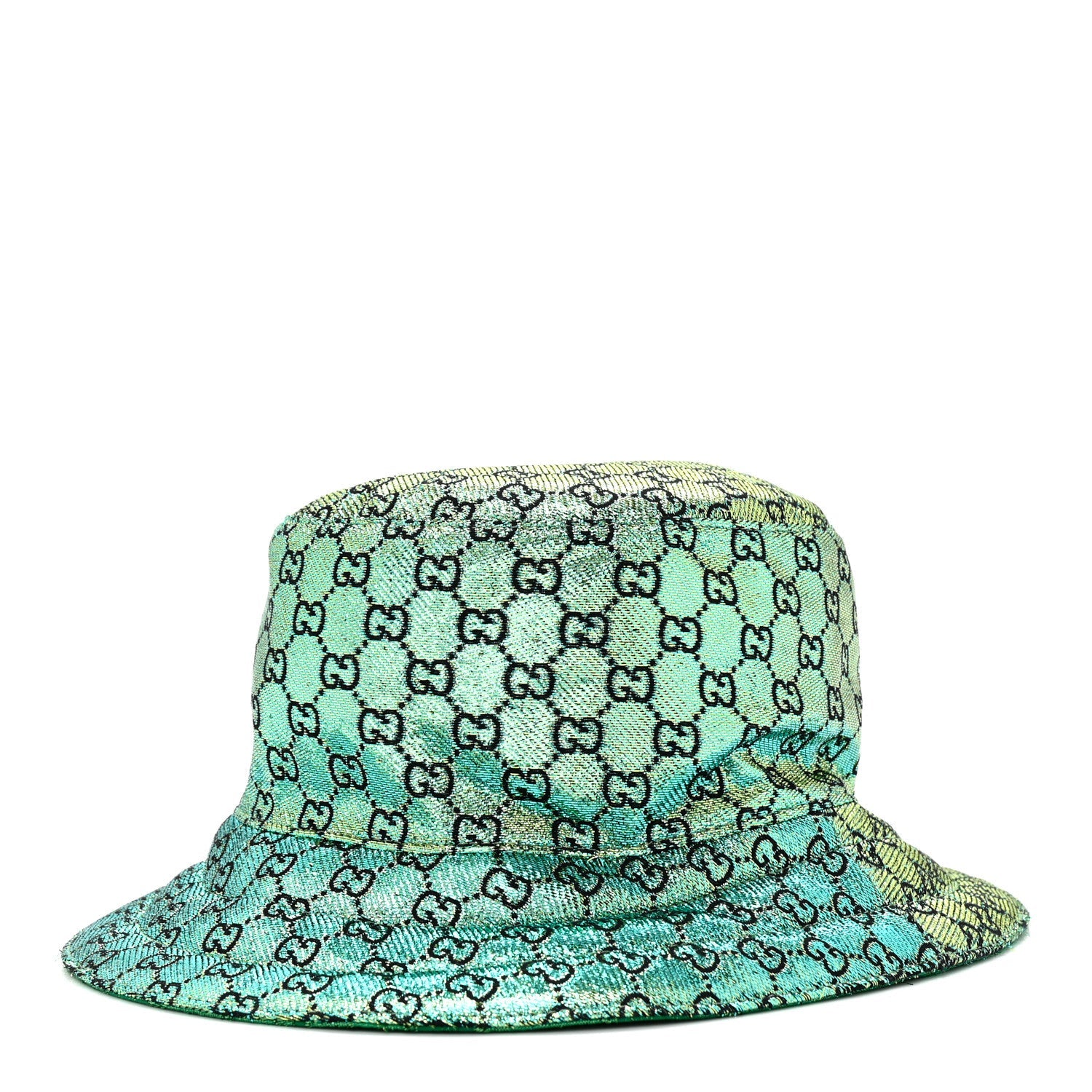Gucci Canvas Lame GG Monogram Reversible Bucket Hat L Green