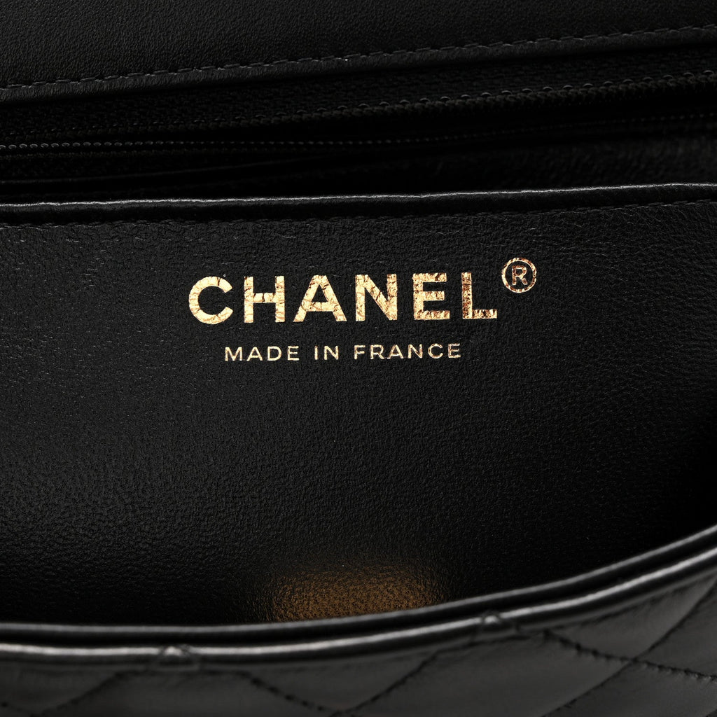 Chanel Lambskin Quilted Mini Rectangular Flap Black