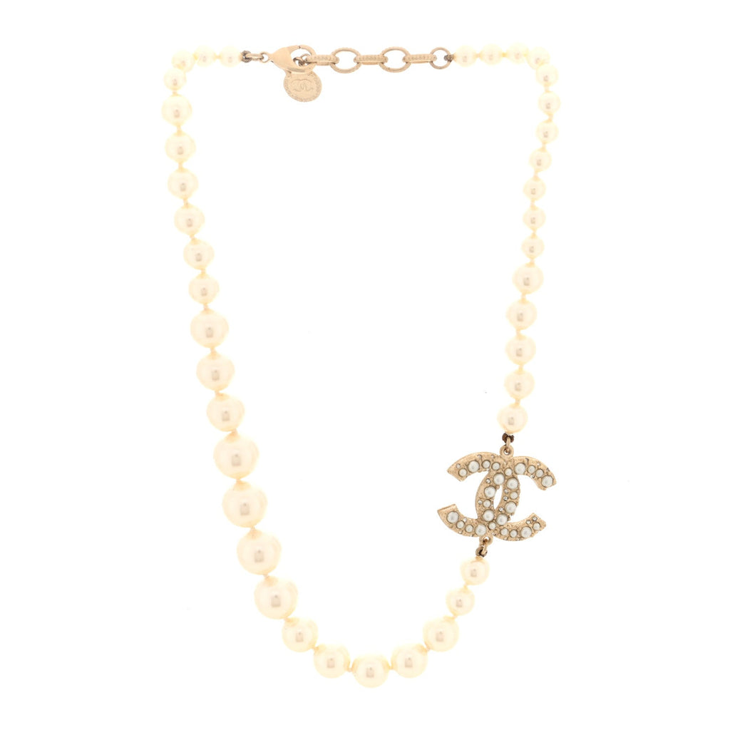Pearl CC 100th Anniversary Necklace Light Gold