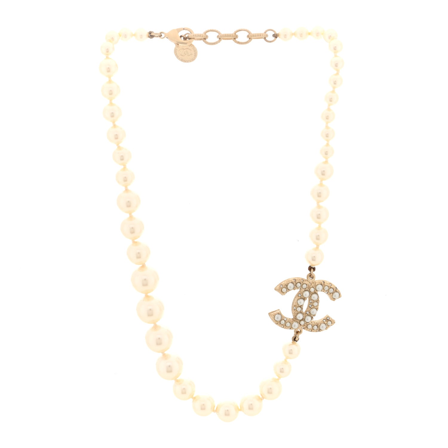 Pearl CC 100th Anniversary Necklace Light Gold