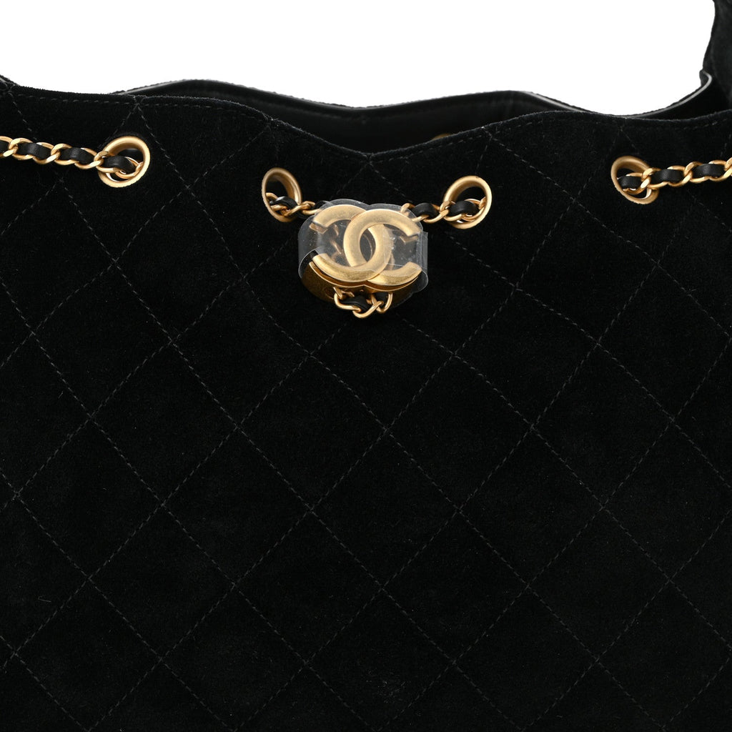 Chanel Suede Quilted Small Chanel 25 Handbag Black