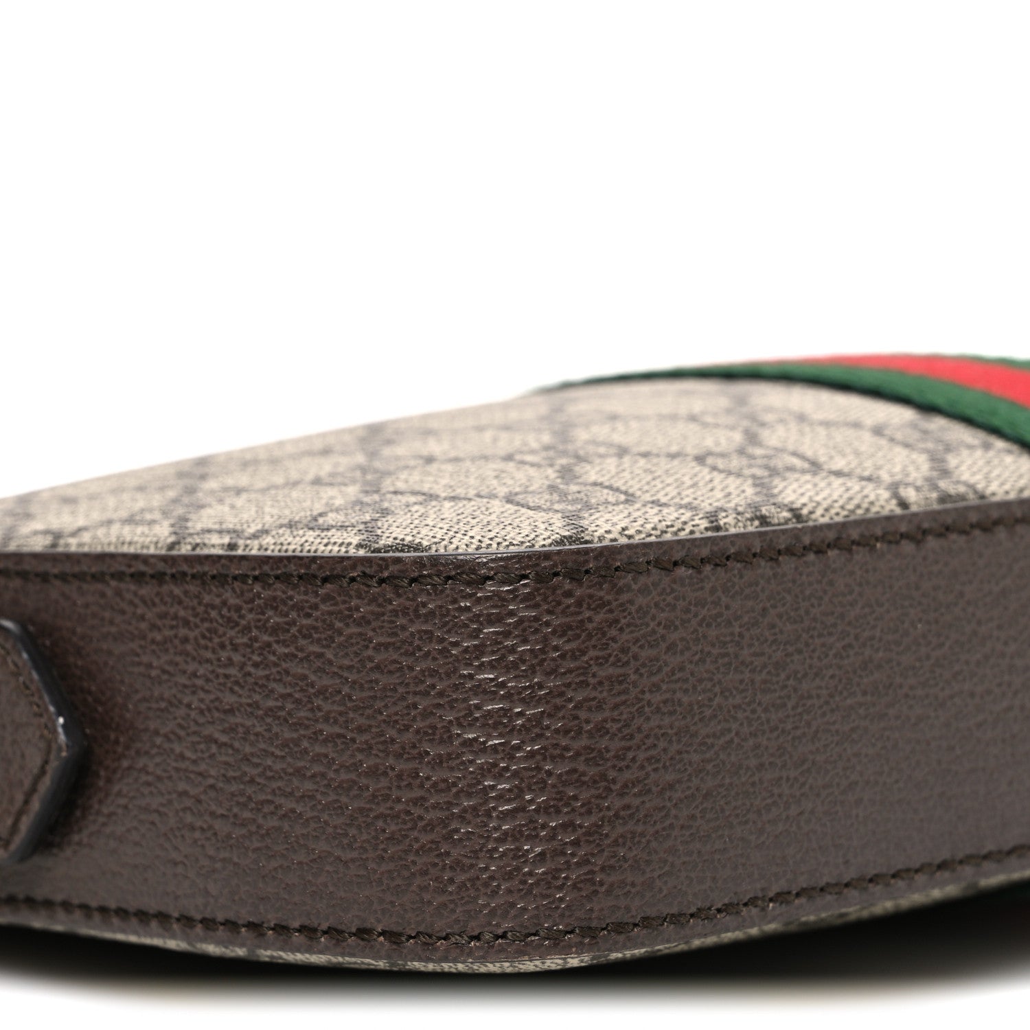 Gucci GG Supreme Monogram Textured Dollar Calfskin Web Ophidia Wristlet Shoulder Bag Beige Ebony New Acero