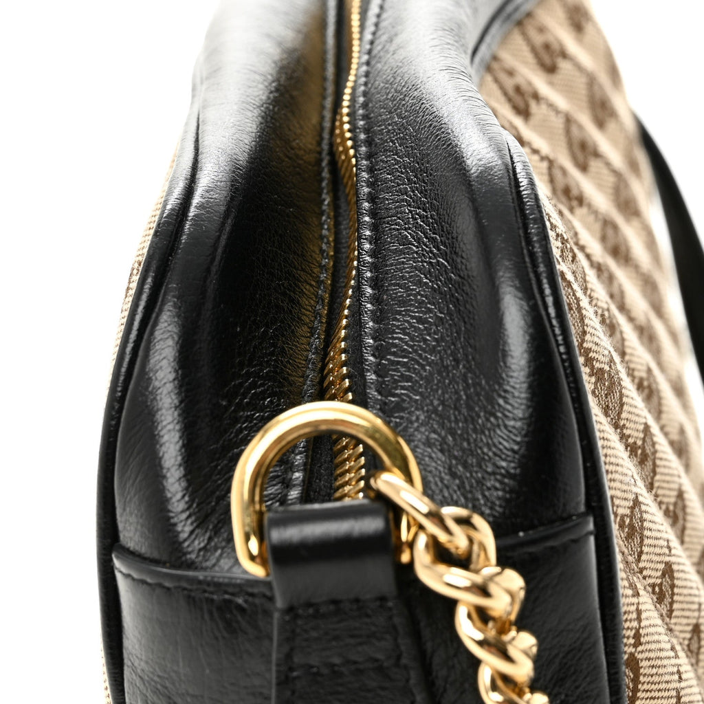 Gucci Monogram Matelasse Diagonal Small GG Marmont Chain Shoulder Bag Beige Black