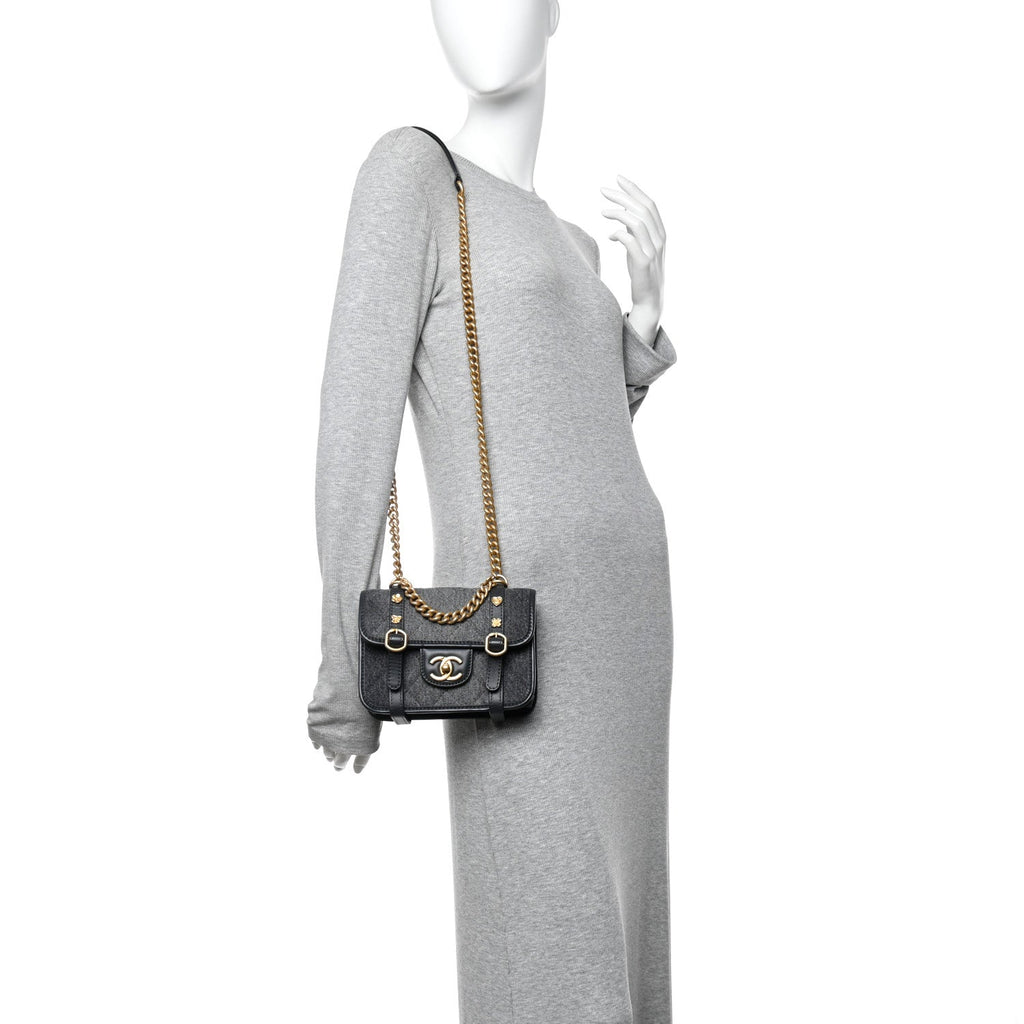 Chanel Denim Quilted Mini Flap Grey