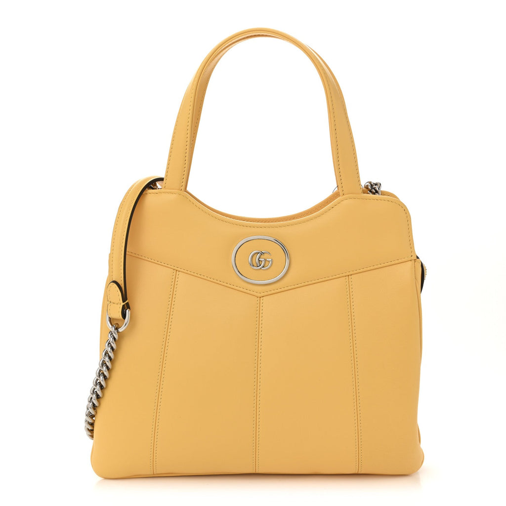 Gucci Senna Calfskin Petite GG Small Tote Bag Sunny Yellow