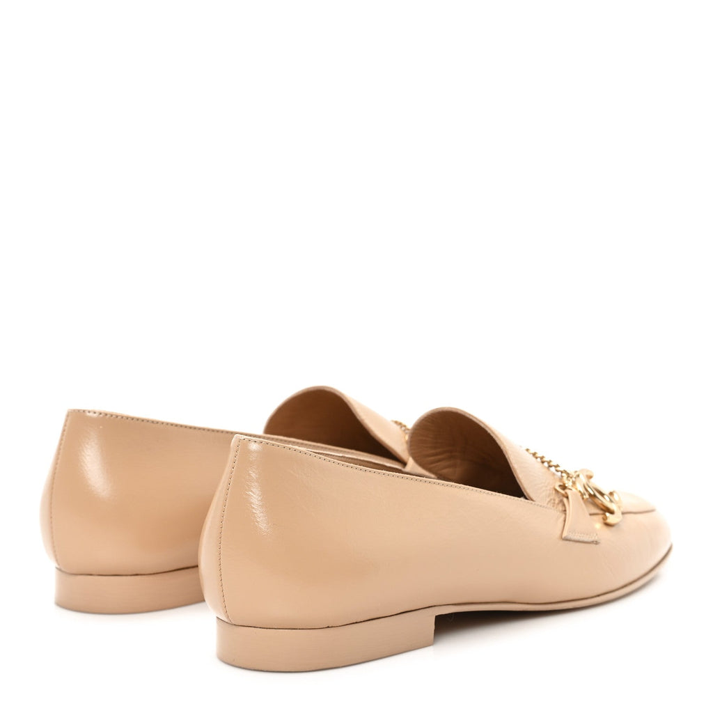Crinkled Calfskin Chain CC Mocassin Loafers  39 Beige