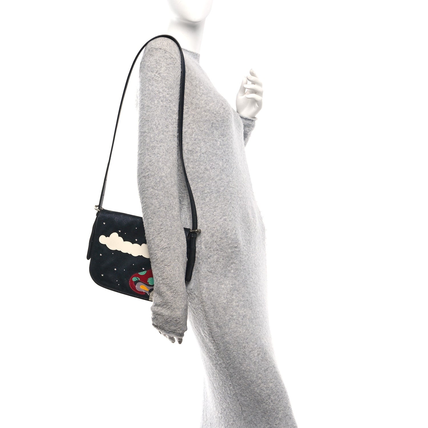 Louis Vuitton Satin Mini Monogram Conte De Fees Patchwork Musette Black