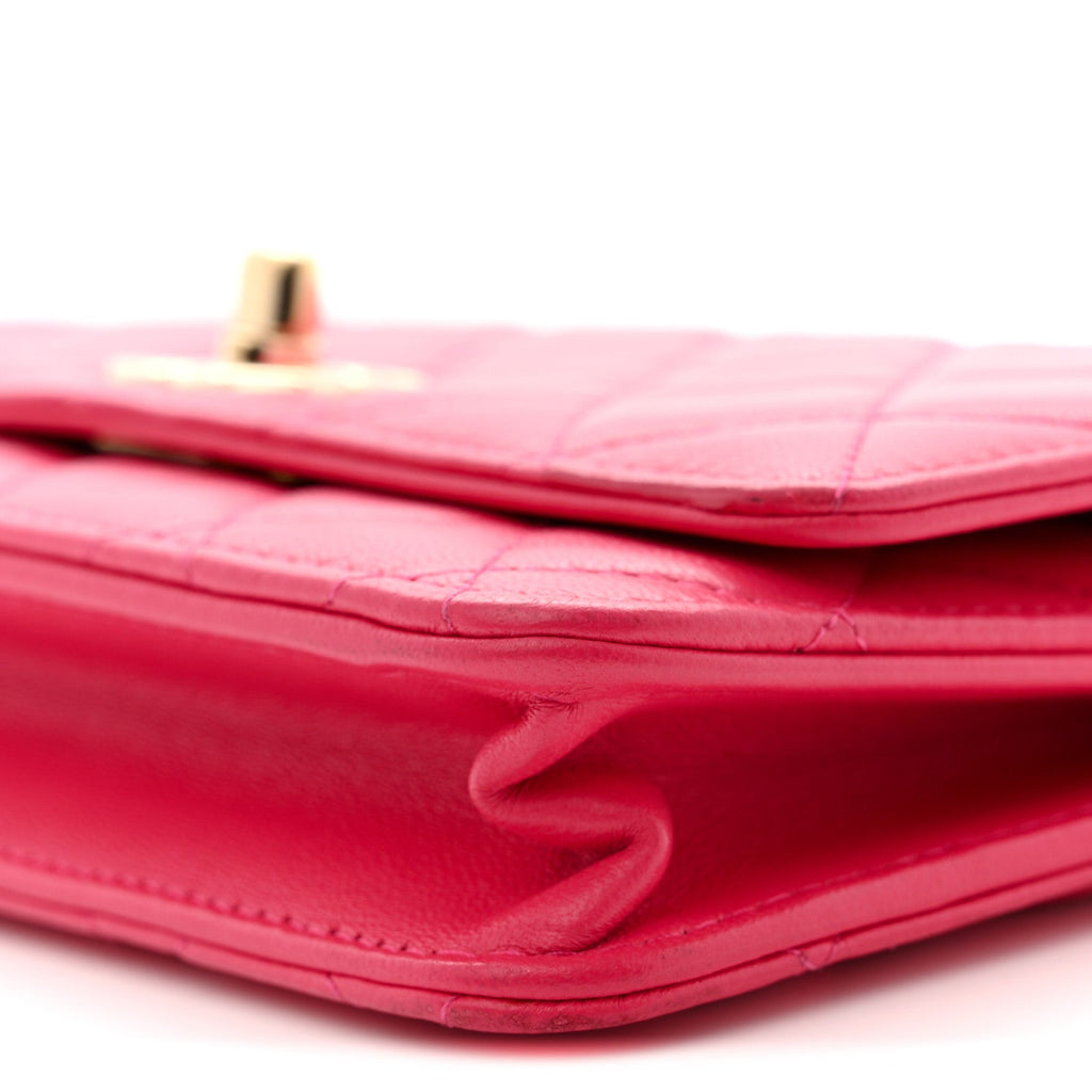 Chanel Lambskin Quilted Trendy CC Wallet On Chain WOC Dark Pink