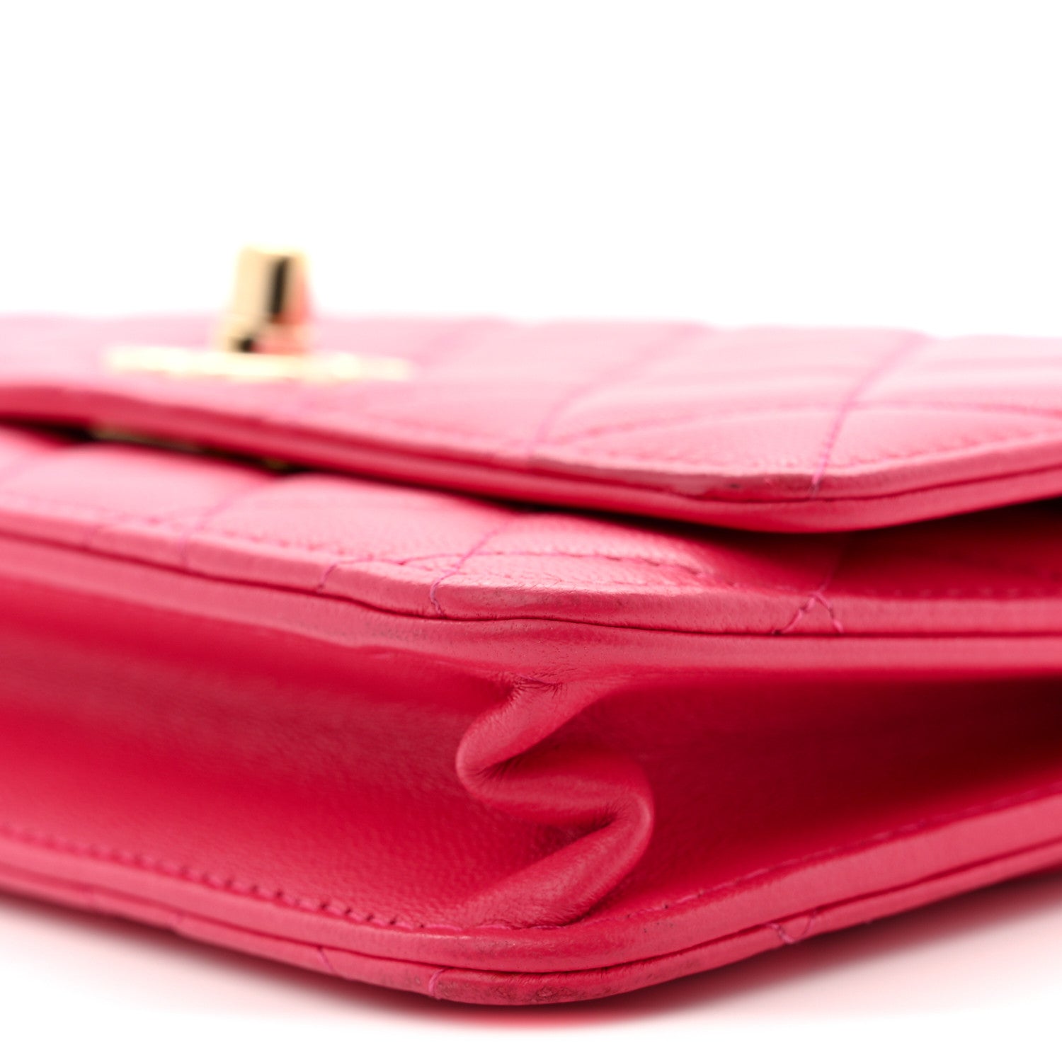 Chanel Lambskin Quilted Trendy CC Wallet On Chain WOC Dark Pink
