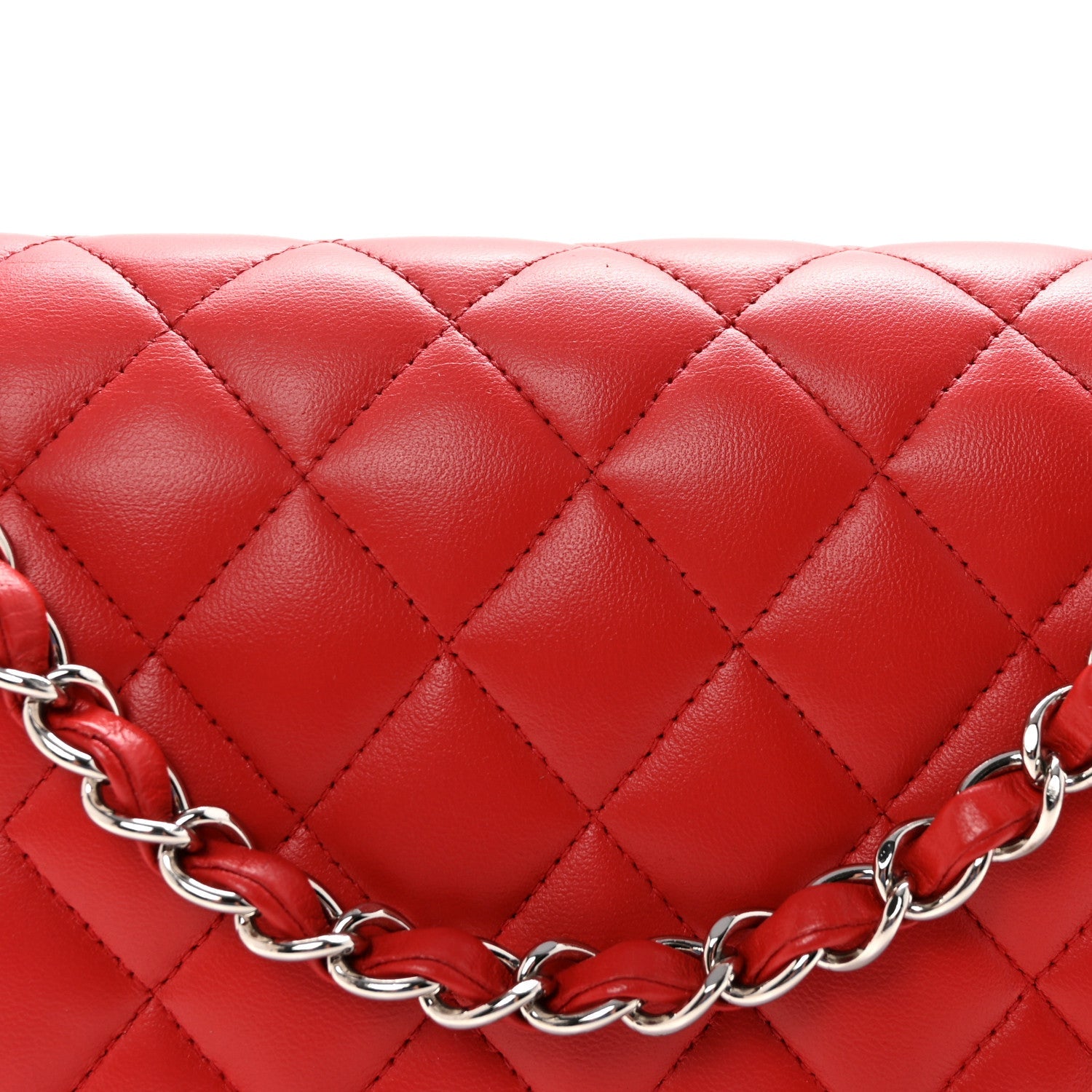 Chanel Lambskin Quilted Medium Double Flap Red