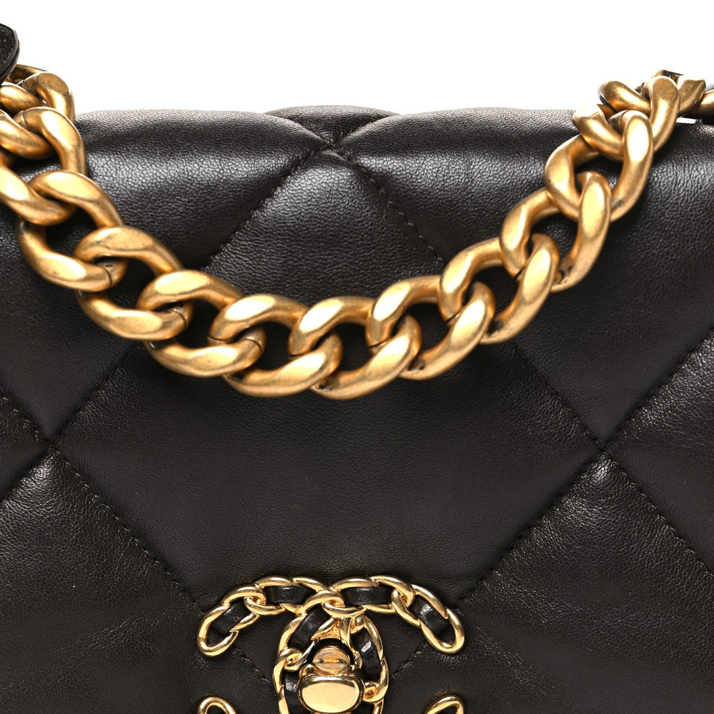 Chanel Lambskin Quilted Medium Chanel 19 Flap Dark Brown