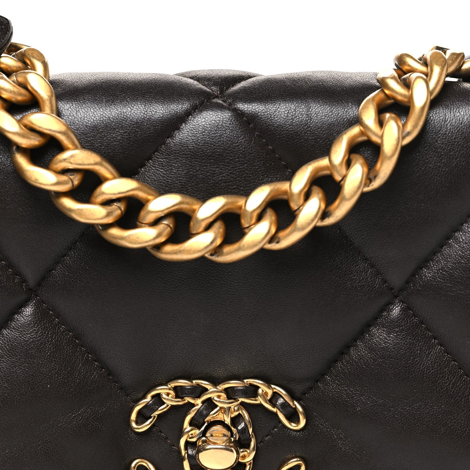 Chanel Lambskin Quilted Medium Chanel 19 Flap Dark Brown