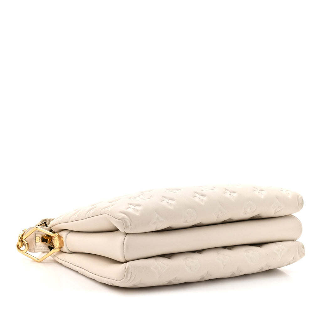 Louis Vuitton Lambskin Embossed Monogram Coussin PM Beige Cream