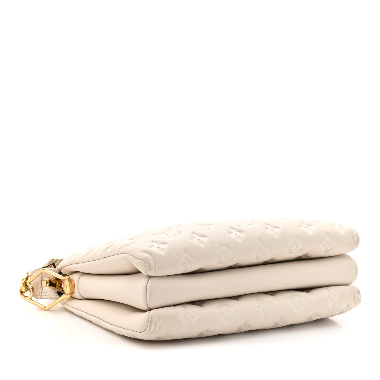 Louis Vuitton Lambskin Embossed Monogram Coussin PM Beige Cream