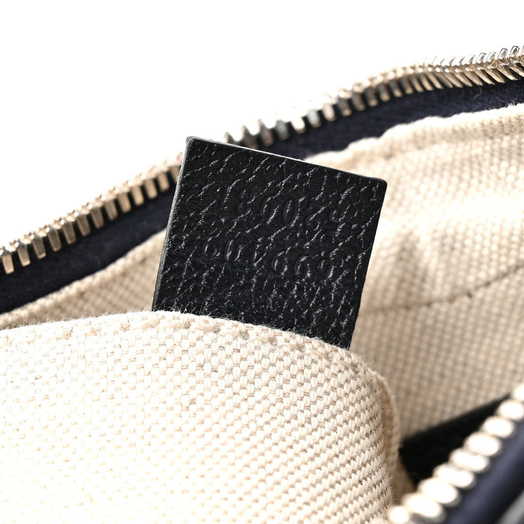 Gucci GG Supreme Monogram Textured Calfskin Web Small Attache Shoulder Bag Beige Blue