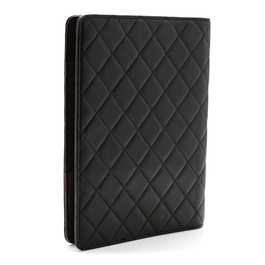 Lambskin Quilted Large Agenda Cover Black
