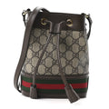 Gucci GG Supreme Monogram Web Mini Ophidia Bucket Bag Brown