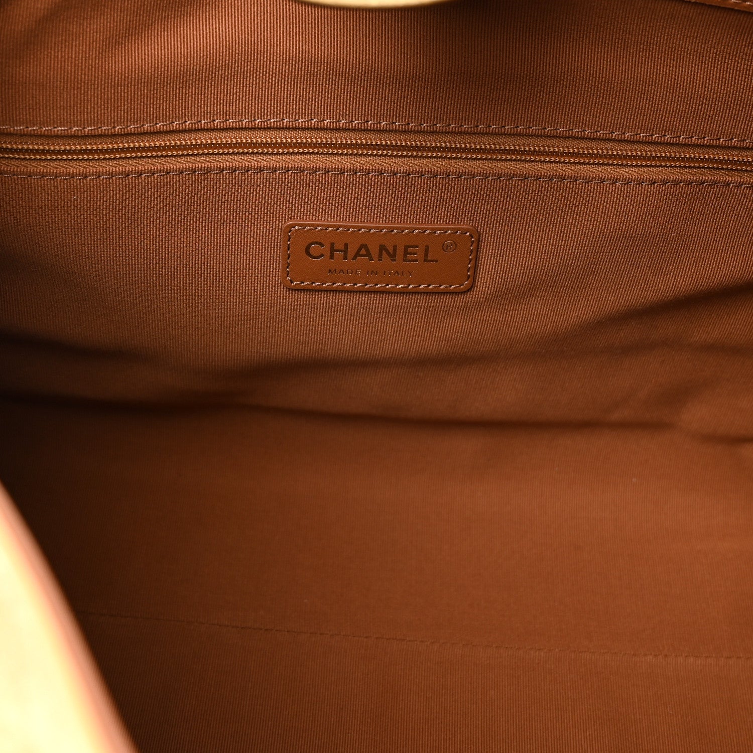 Chanel Suede Calfskin Shiny Lambskin Quilted Small Coco Base Shopping Bag Beige Brown