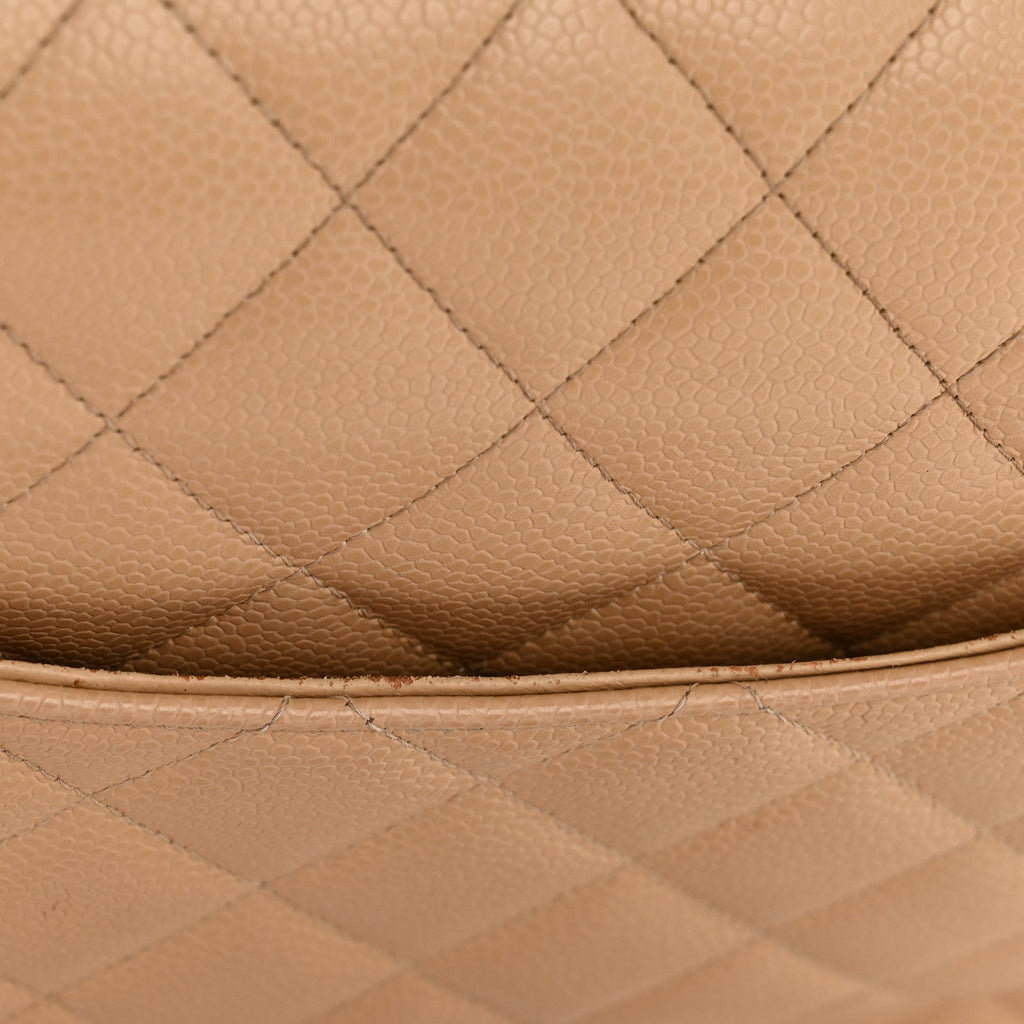 Chanel Caviar Quilted Jumbo Double Flap Beige Clair