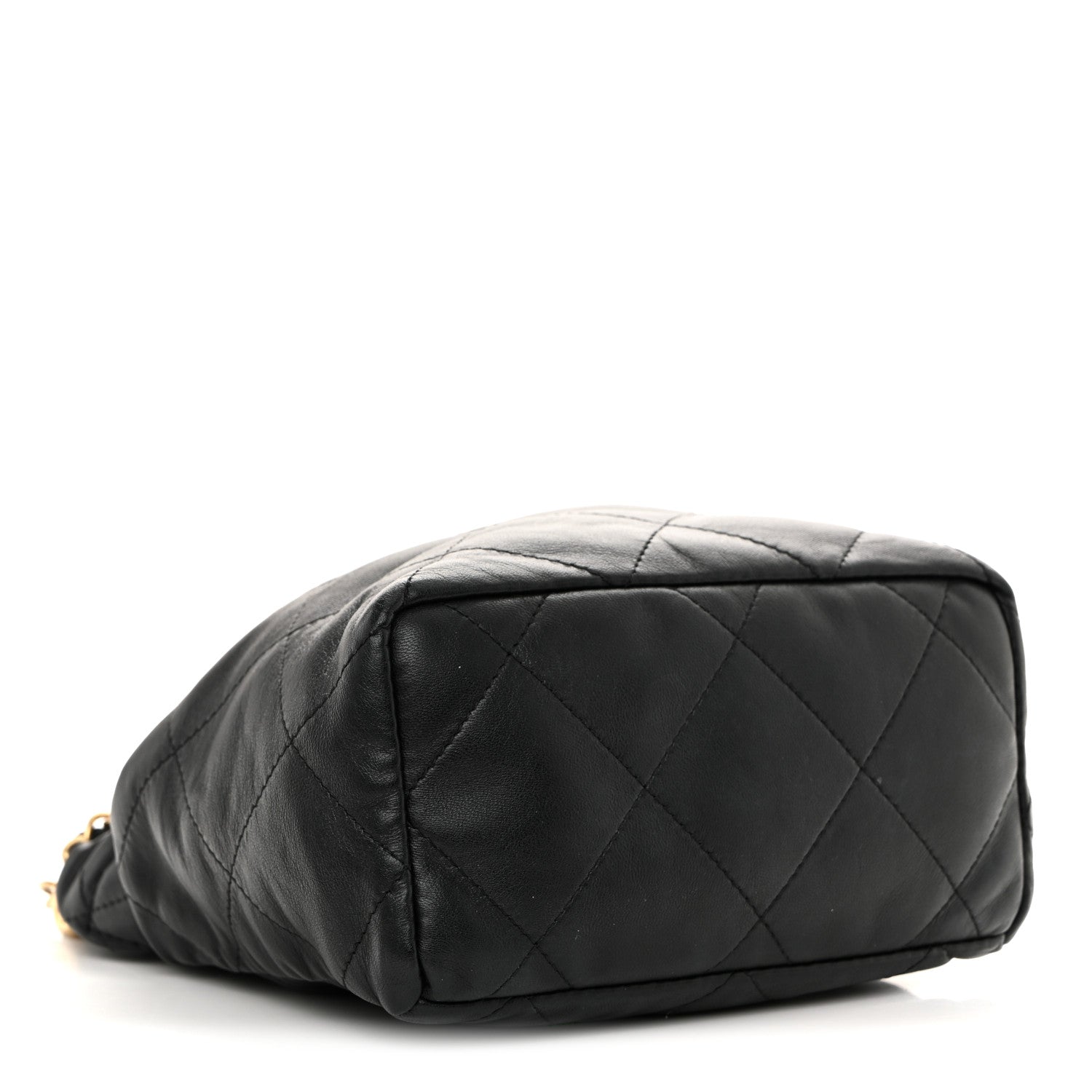 Chanel Lambskin Resin Quilted Small Bucket Bag Black