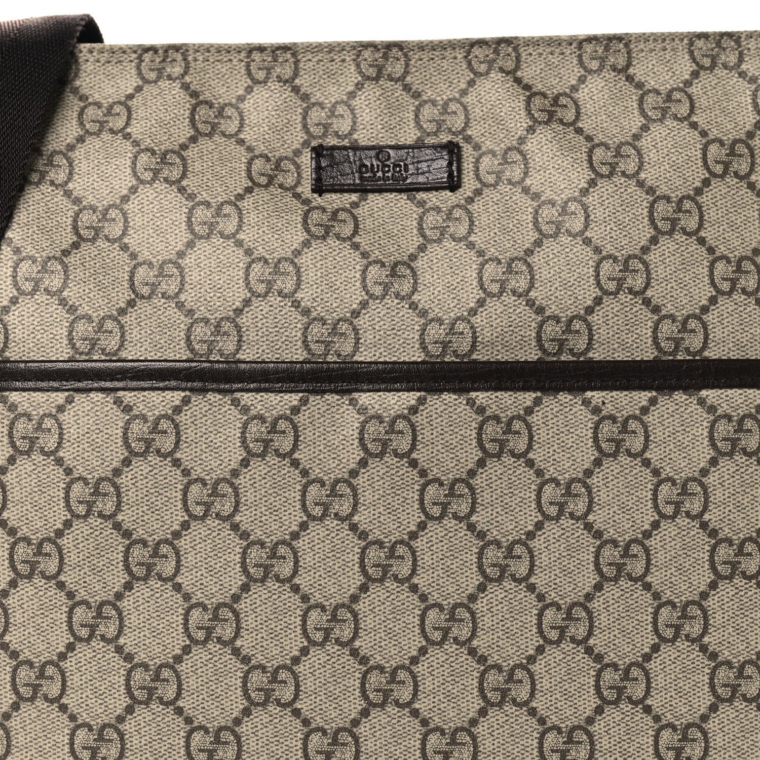 Gucci GG Plus Monogram Medium Flat Messenger Bag Dark Brown