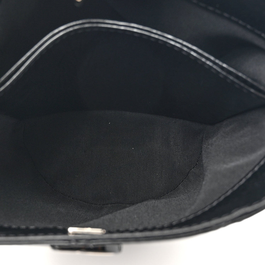 Chanel Crumpled Calfskin Quilted Chain Drawstring Bucket Bag Black