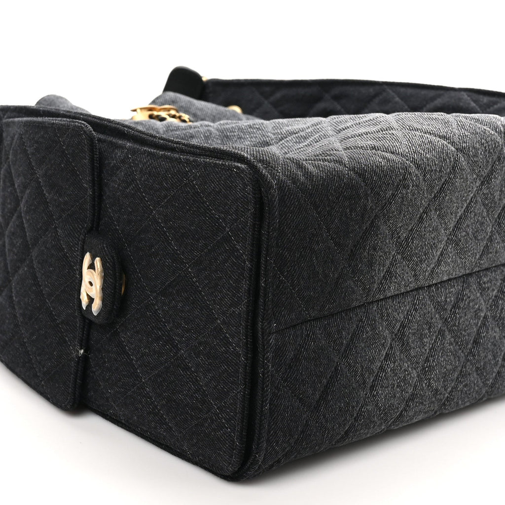 Chanel Washed Denim Quilted Medium Chanel 25 Handbag Black