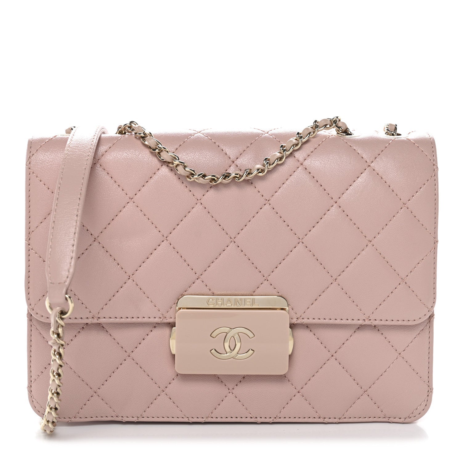 Chanel Sheepskin Quilted Beauty Lock Flap Pink