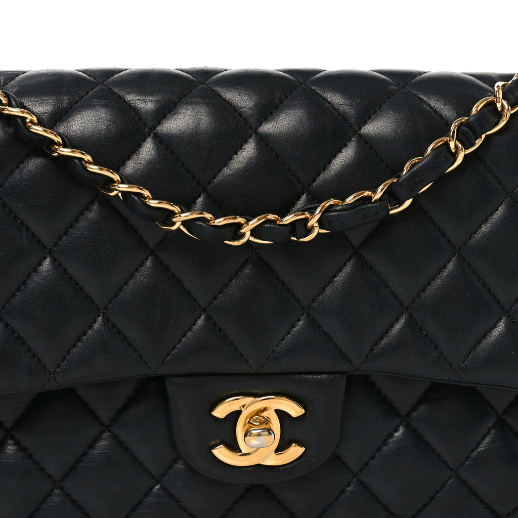 Chanel Lambskin Quilted Medium Double Flap Black