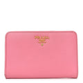 Prada Saffiano Metal Compact Wallet Peonia Petalo