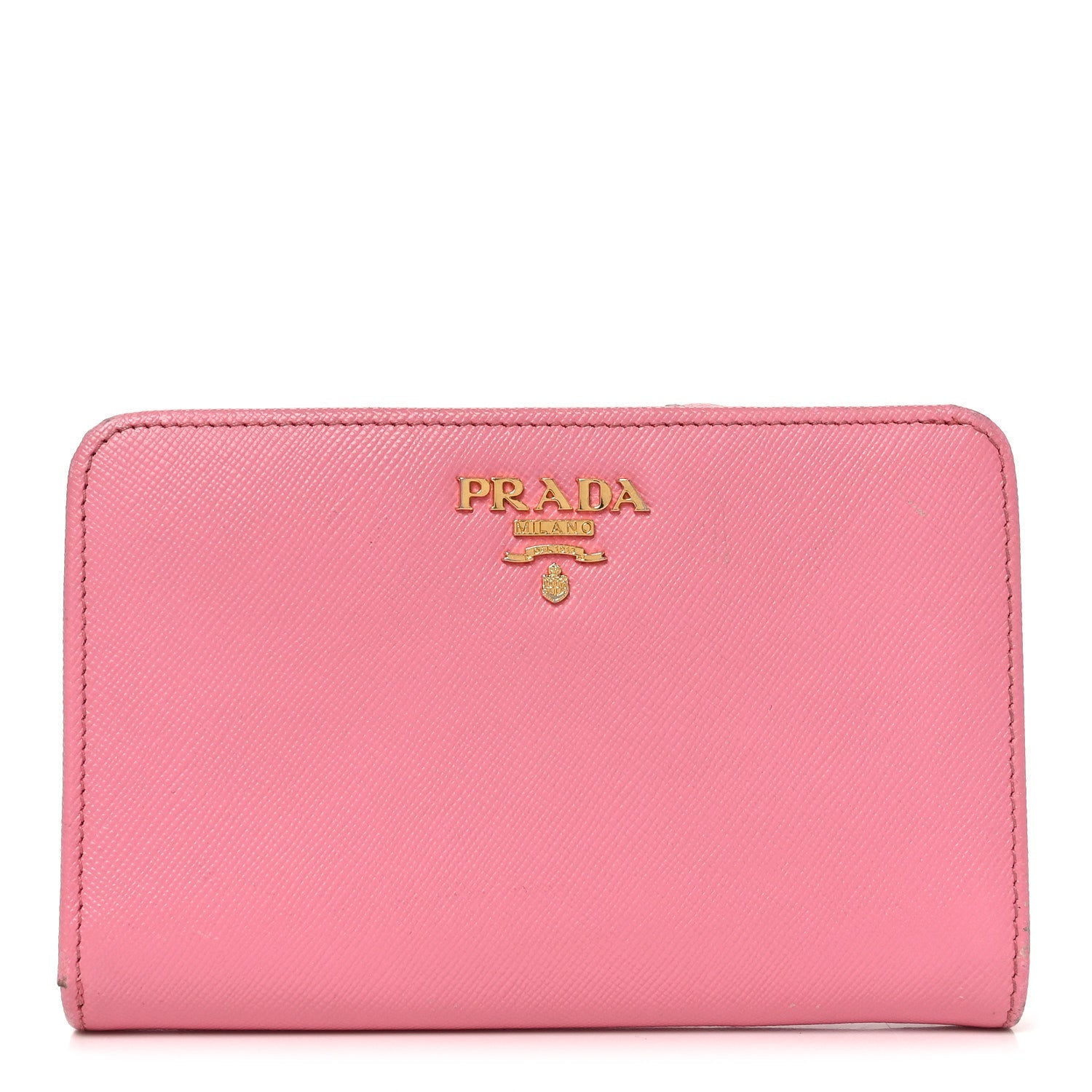 Prada Saffiano Metal Compact Wallet Peonia Petalo
