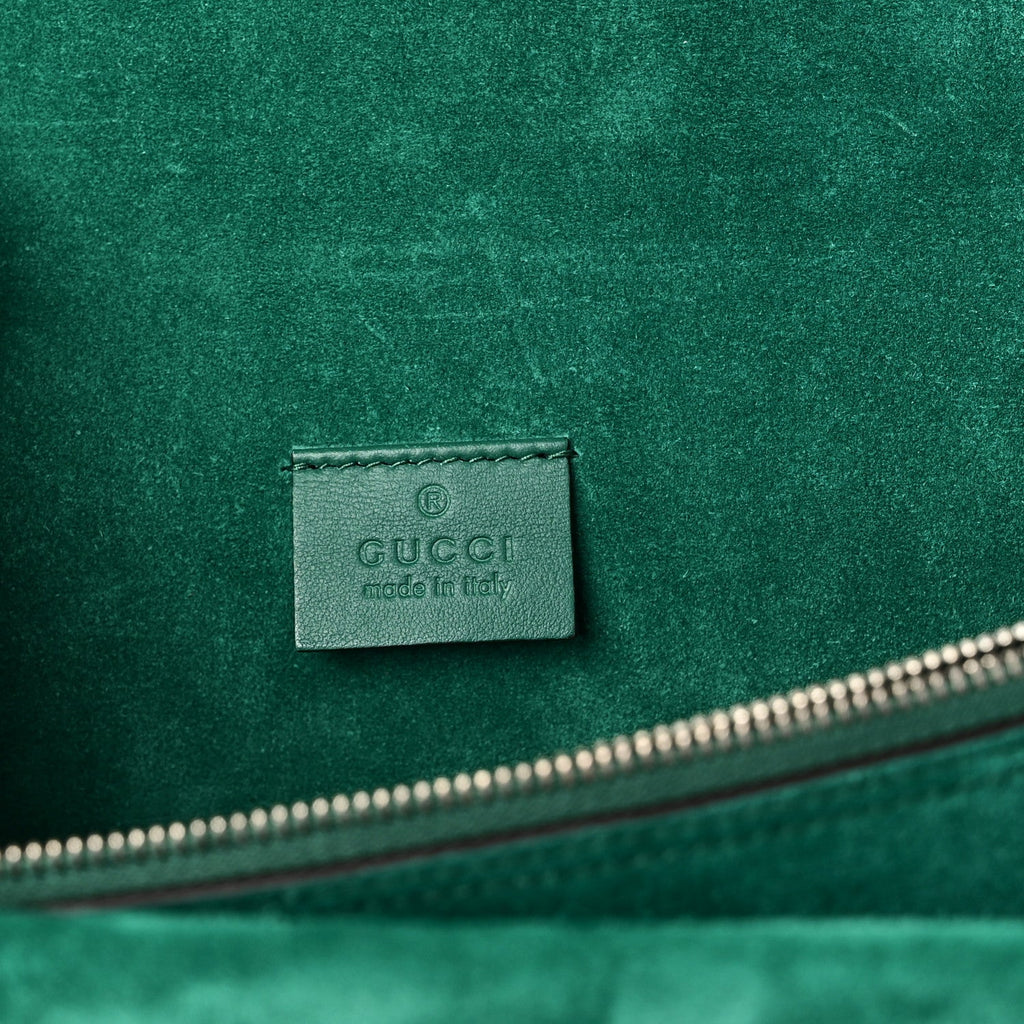 Gucci GG Supreme Monogram Embroidered Medium Dionysus Shoulder Bag Emerald