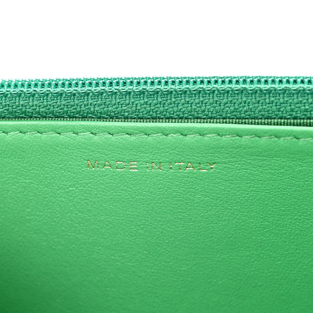 Chanel Shiny Goatskin Quilted Chanel 19 Wallet On Chain WOC Green
