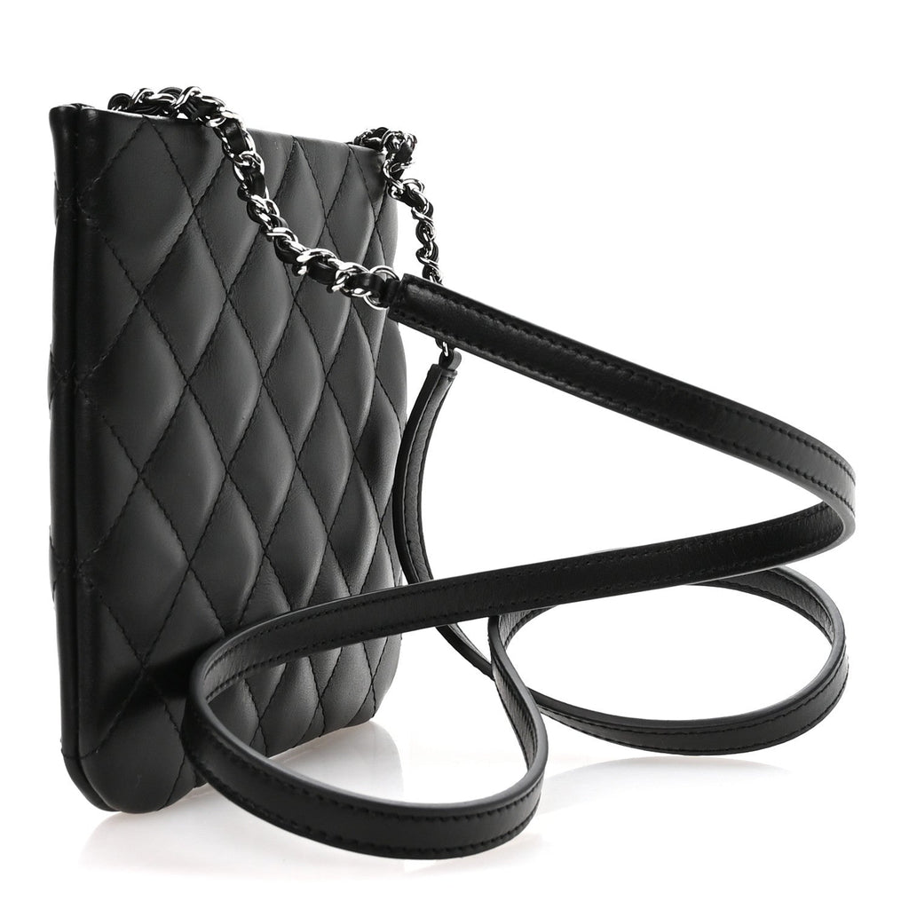 Chanel Lambskin Quilted Uniform Crossbody Bag Black