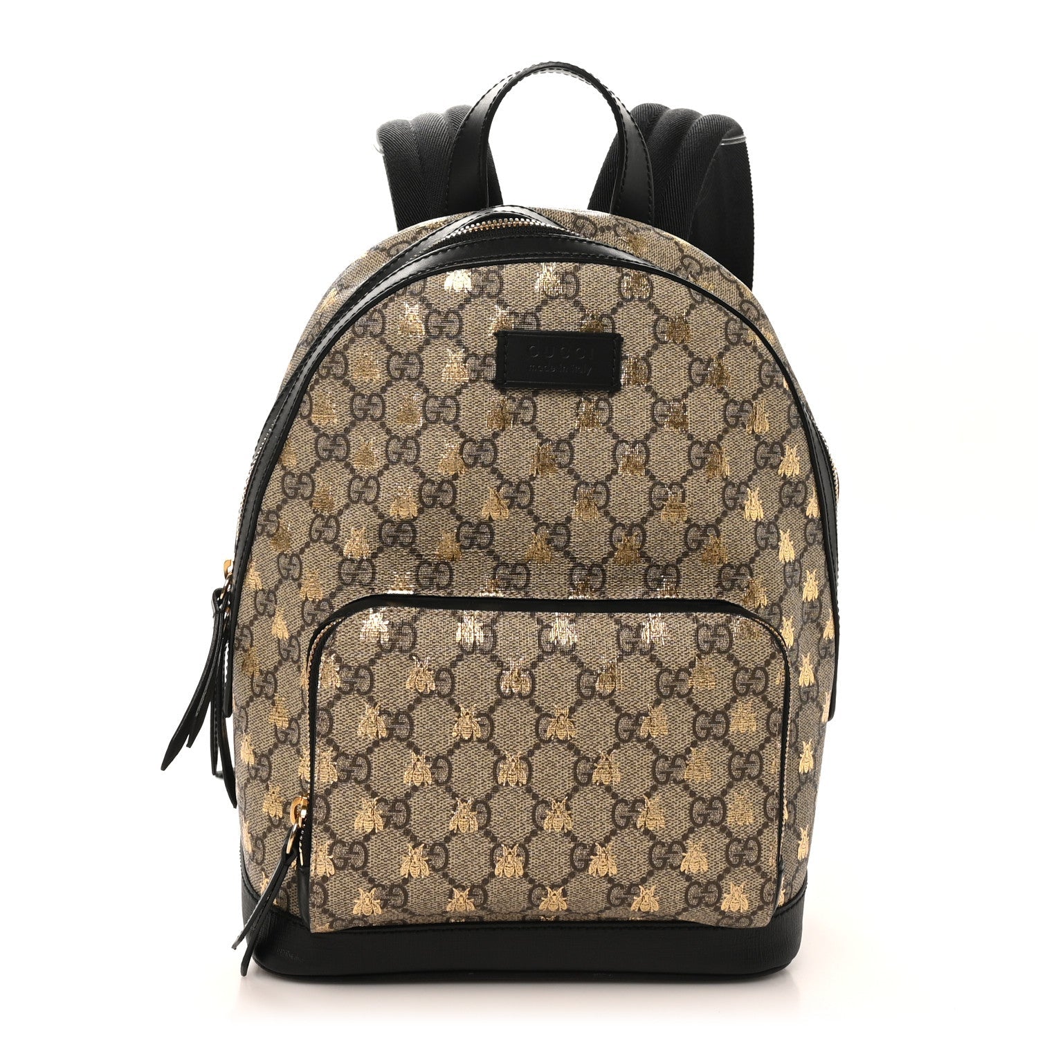 Gucci GG Supreme Monogram Bees Print Small Day Backpack Beige Oro Black