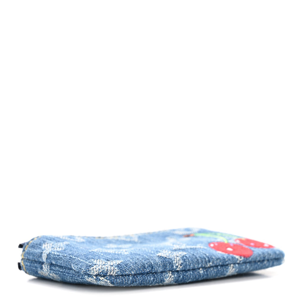 Louis Vuitton LV X TM Monogram Denim Cerises Key Pouch Blue