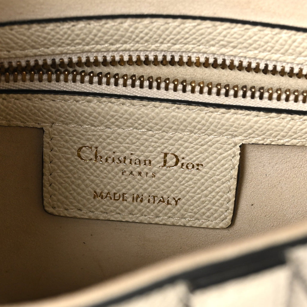 Christian Dior Grained Calfskin Saddle Bag White