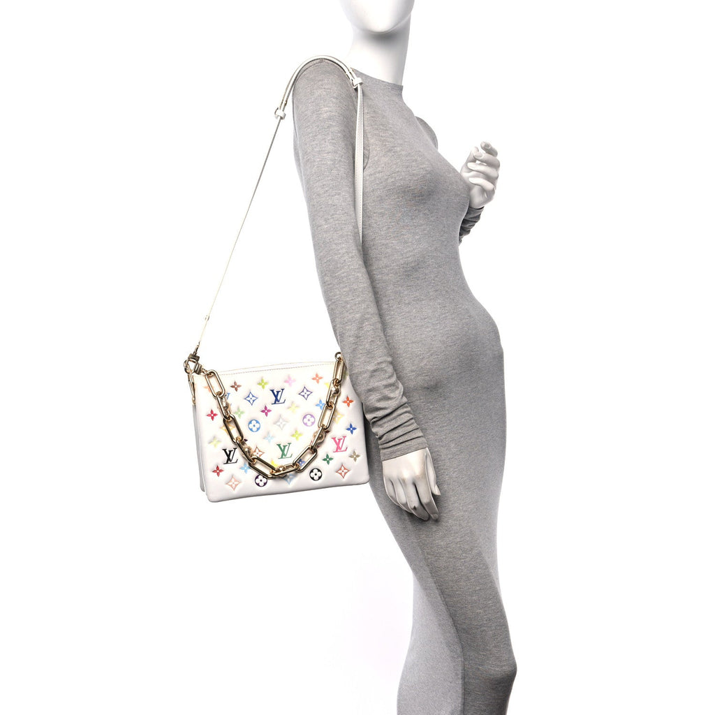 Louis Vuitton LV x TM Lambskin Embossed Monogram Coussin PM White Multicolor