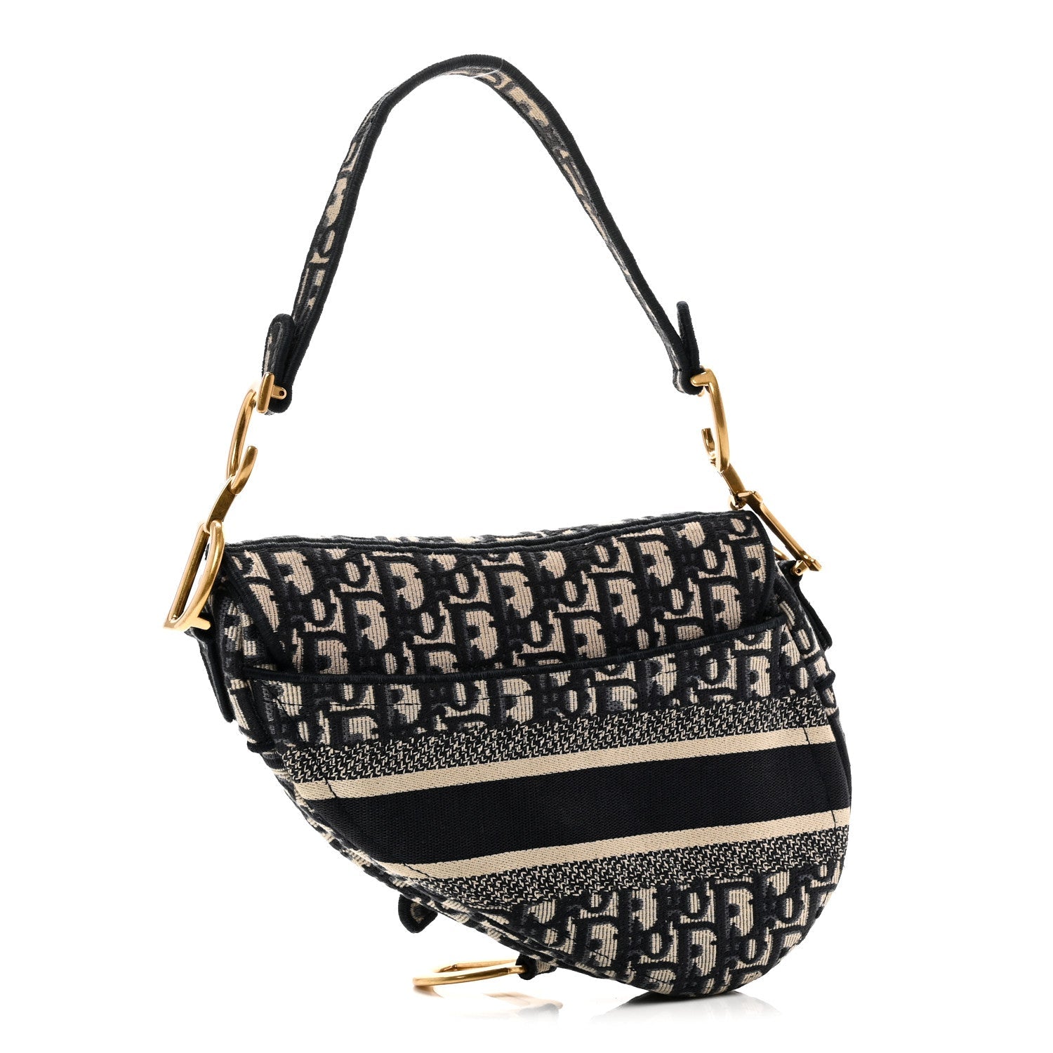 Christian Dior Oblique Embroidered Saddle Bag Blue