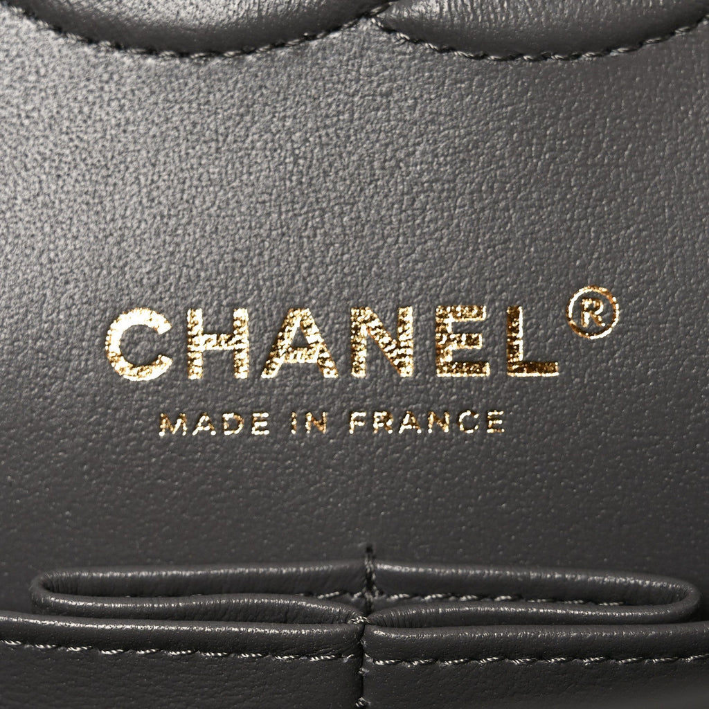 Chanel Lambskin Quilted Medium Double Flap Grey