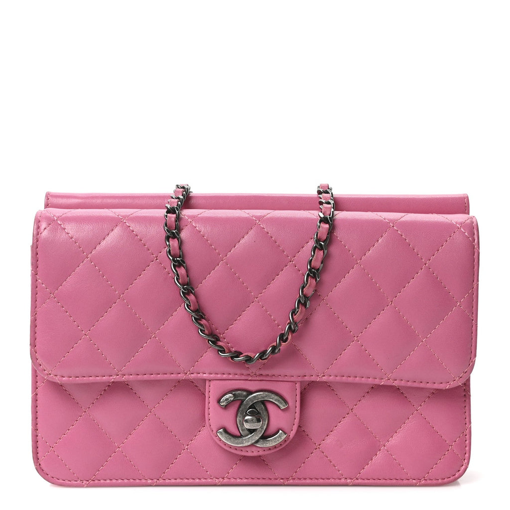 Chanel Lambskin Quilted Medium Crossing Times Flap Pink