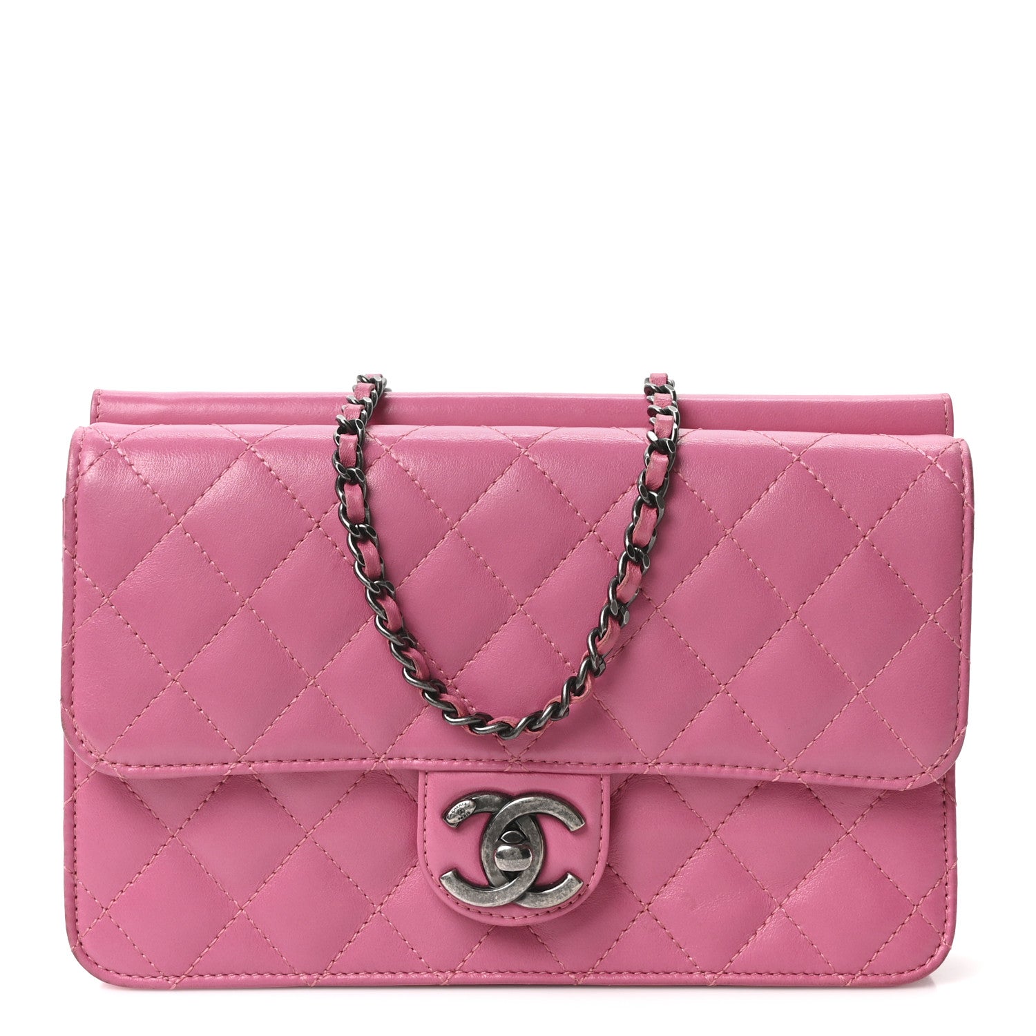 Chanel Lambskin Quilted Medium Crossing Times Flap Pink